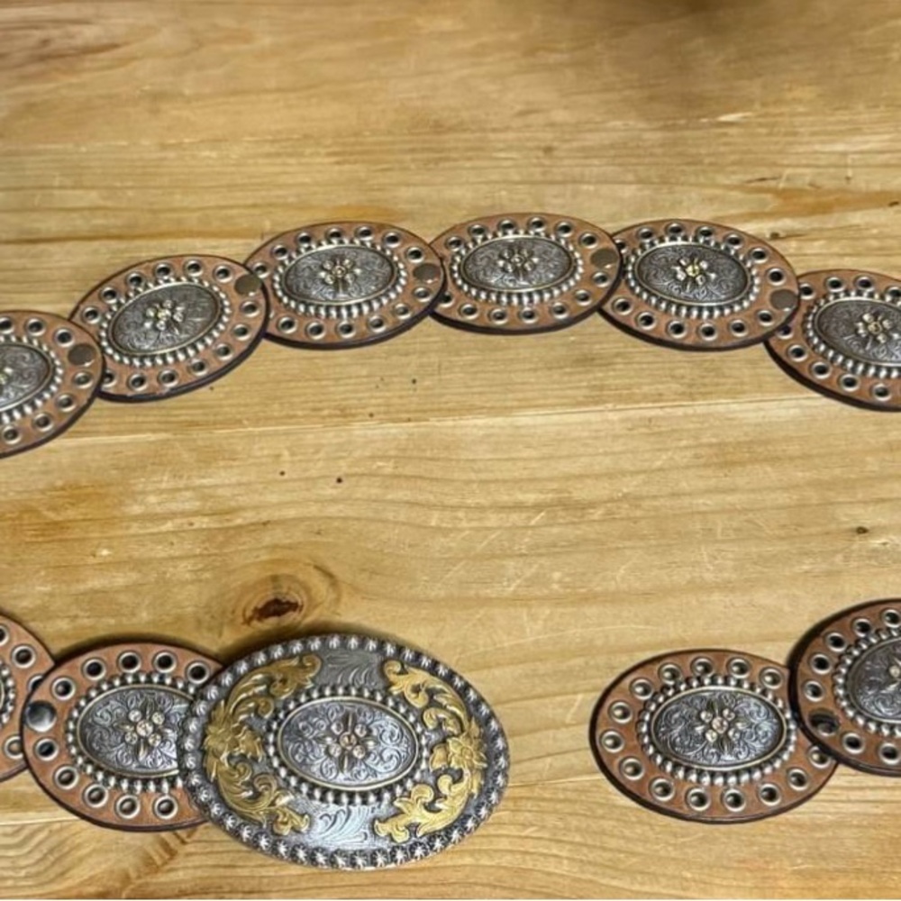 Nocona western conch belt rhinestone size medium